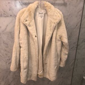 Madewell Ivory Stagedoor Faux Fur Coat